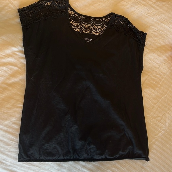 Sonoma Black Cotton Embroidered Muscle Tee Sixe XL - Picture 4 of 7